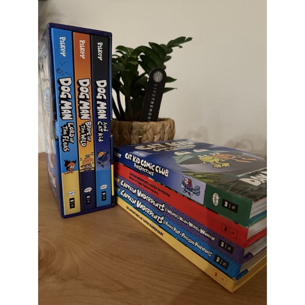 Lot 9 The Adventures of Captain Underpants Books by Dav Pilkey Dog Man Cat Kid